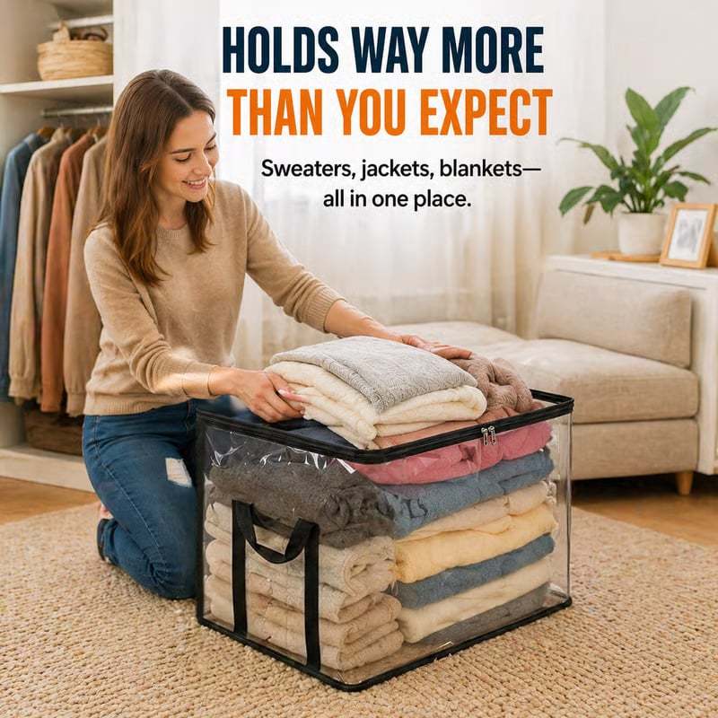 ✨Last Day: 70% OFF📦Large Heavy-Duty Thick Clear Storage Bag for Clothes, Moving & Storage