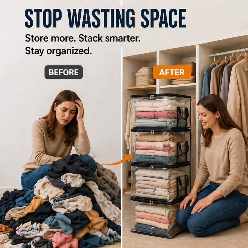 ✨Last Day: 70% OFF📦Large Heavy-Duty Thick Clear Storage Bag for Clothes, Moving & Storage