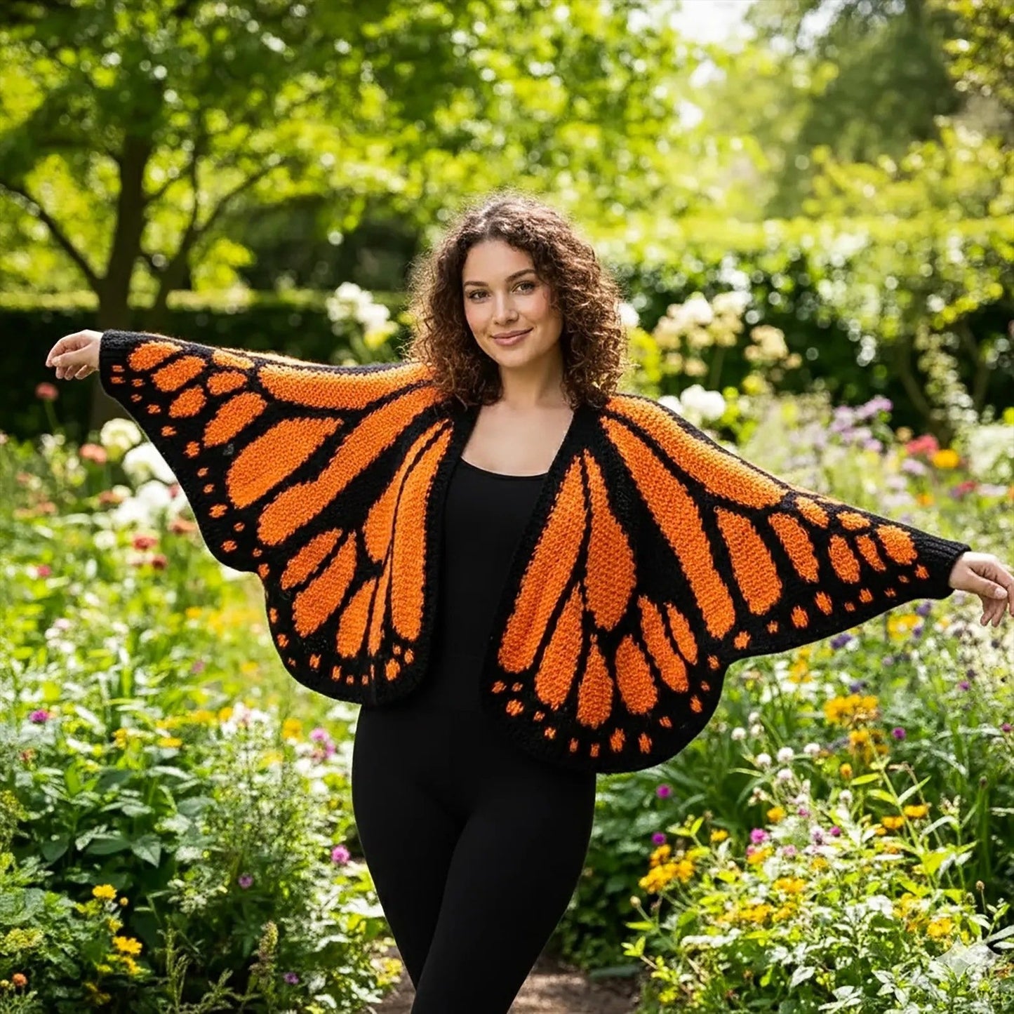 🦋Handmade Monarch Butterfly Cardigan