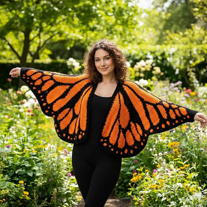 🦋Handmade Monarch Butterfly Cardigan