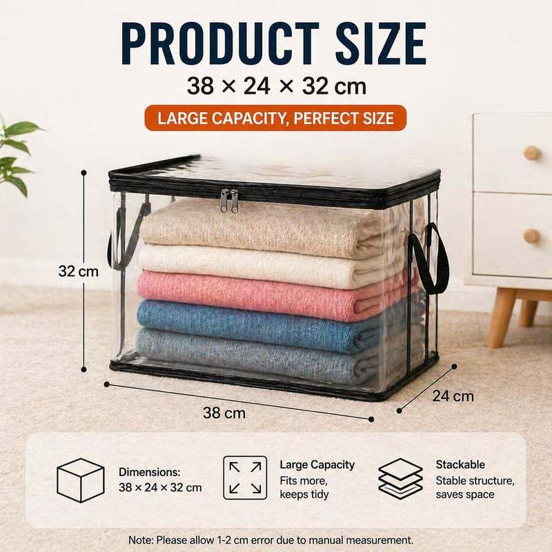 ✨Last Day: 70% OFF📦Large Heavy-Duty Thick Clear Storage Bag for Clothes, Moving & Storage