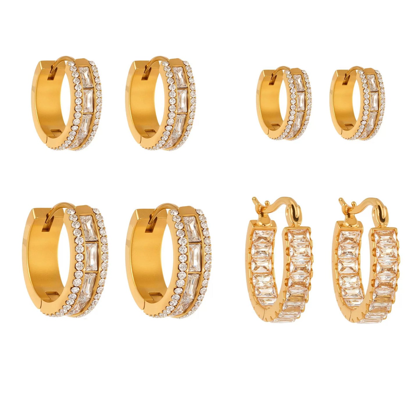 Waterproof & Tarnish-Free Zirconia Hoops - 18K Gold Plated Full Pavé Earrings, Hypoallergenic Luxury Jewelry for Sensitive Ears -ALB