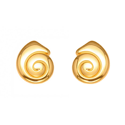 Hypoallergenic Snail Shell Stud Earrings - 18K Real Gold Plated on Eco-Stainless Steel, Delicate Little-Chic Style for Sensitive Ears-ALB
