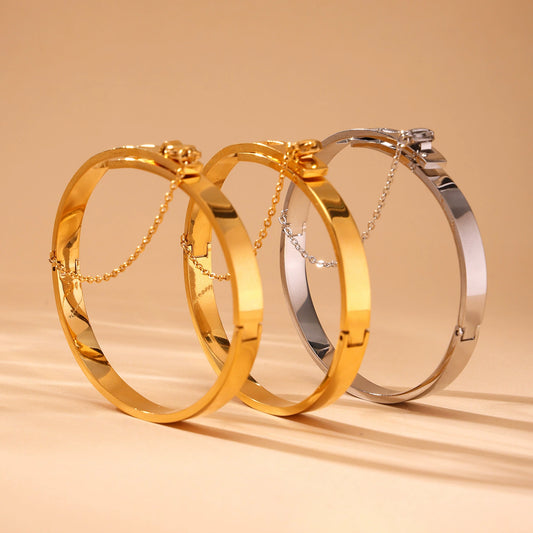 Hypoallergenic Couple's Bracelet with Chain Fringe - 18K Gold Plated Titanium Steel, Tarnish-Resistant for Sensitive Skin, Ideal Matching Gift -ALB