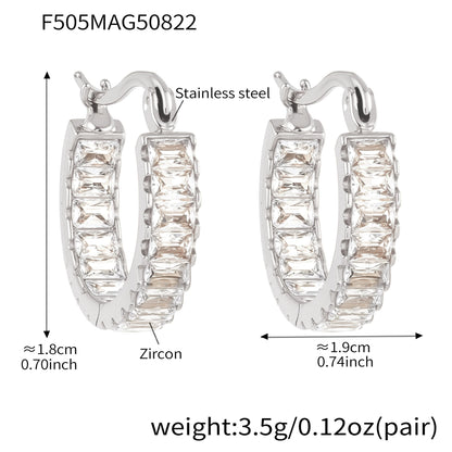 Waterproof & Tarnish-Free Zirconia Hoops - 18K Gold Plated Full Pavé Earrings, Hypoallergenic Luxury Jewelry for Sensitive Ears -ALB