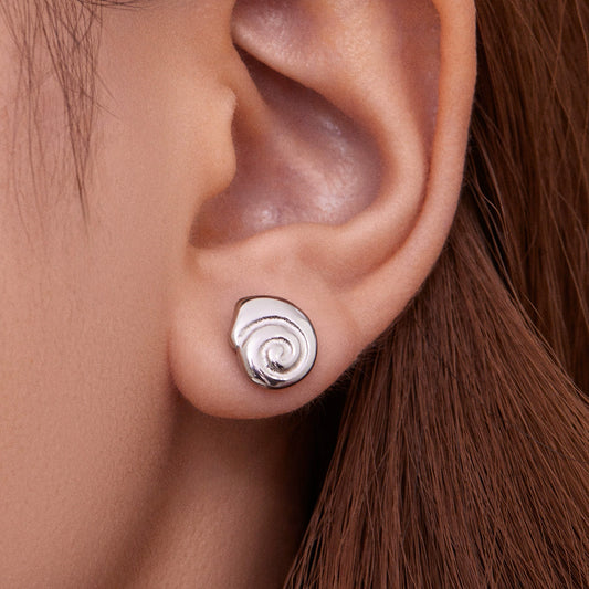 Hypoallergenic Snail Shell Stud Earrings - 18K Real Gold Plated on Eco-Stainless Steel, Delicate Little-Chic Style for Sensitive Ears-ALB