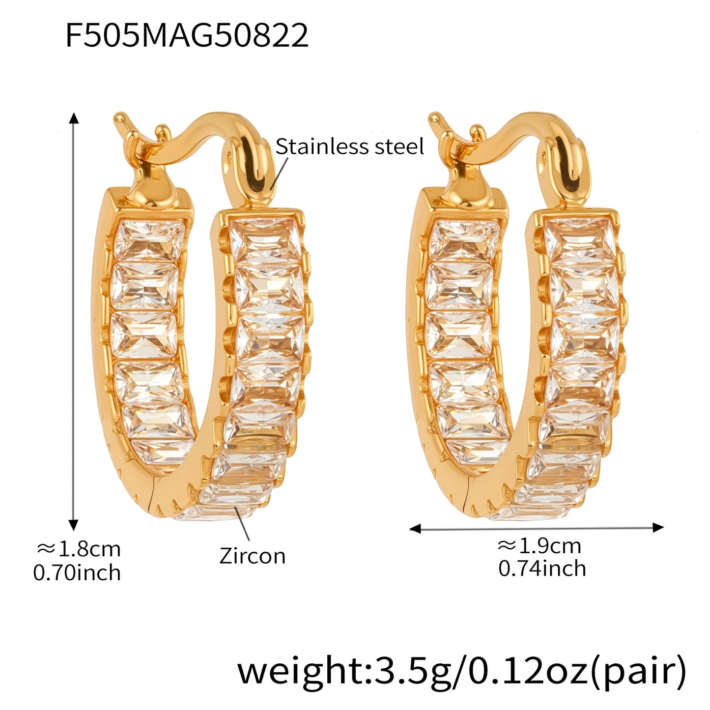Waterproof & Tarnish-Free Zirconia Hoops - 18K Gold Plated Full Pavé Earrings, Hypoallergenic Luxury Jewelry for Sensitive Ears -ALB