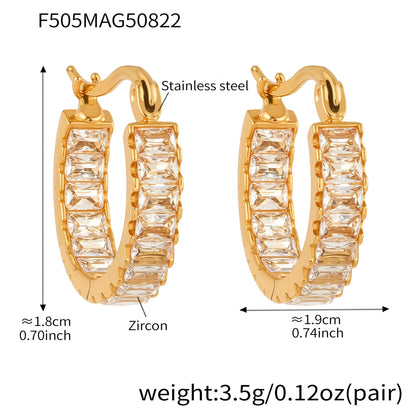Waterproof & Tarnish-Free Zirconia Hoops - 18K Gold Plated Full Pavé Earrings, Hypoallergenic Luxury Jewelry for Sensitive Ears -ALB
