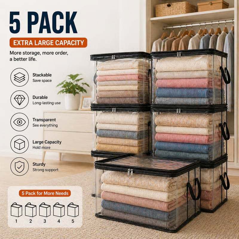 ✨Last Day: 70% OFF📦Large Heavy-Duty Thick Clear Storage Bag for Clothes, Moving & Storage