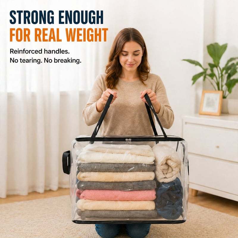 ✨Last Day: 70% OFF📦Large Heavy-Duty Thick Clear Storage Bag for Clothes, Moving & Storage